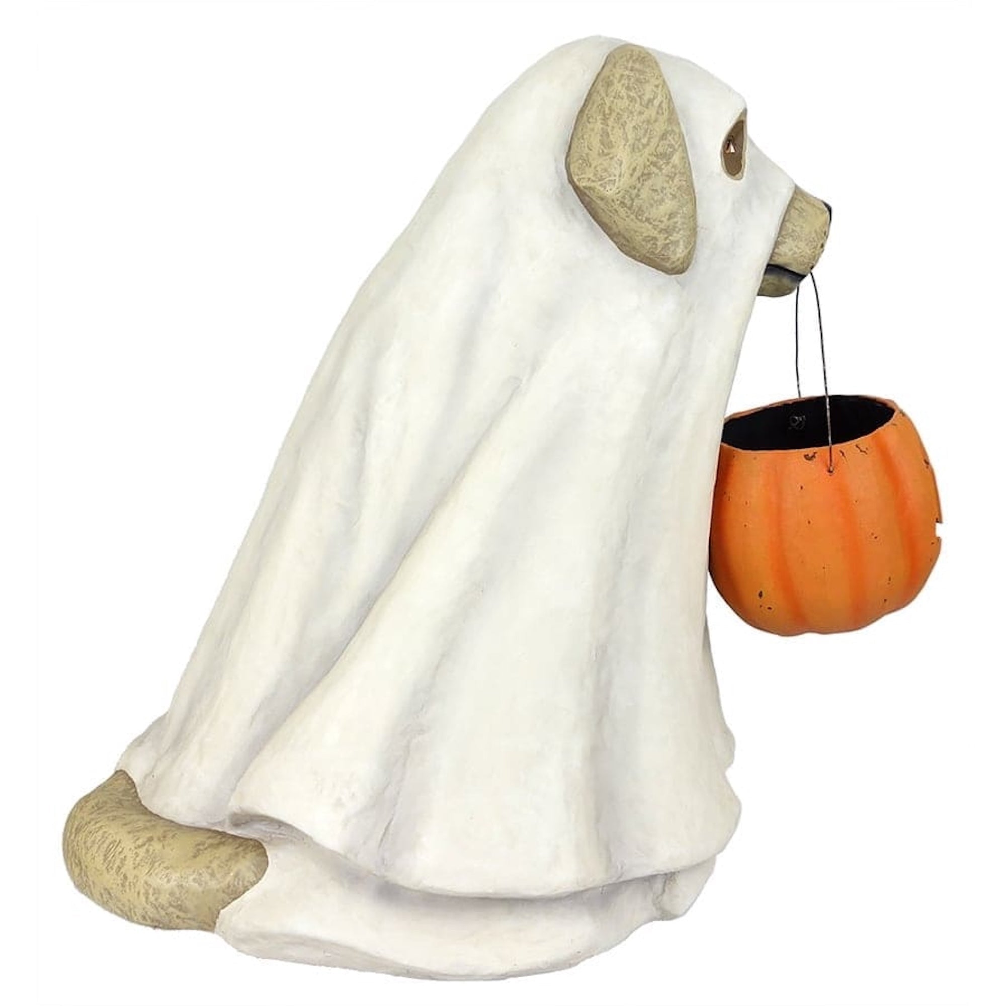 Bethany Lowe 19.5" Large Ghost Dog Candy Bowl Paper Mache Halloween Decoration Statue