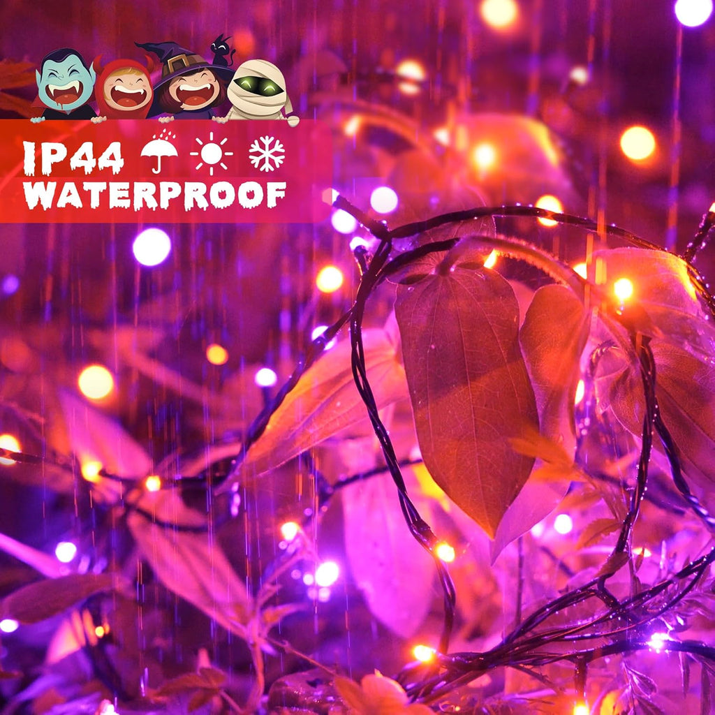 250LED Orange and Purple Halloween String Lights Plug In