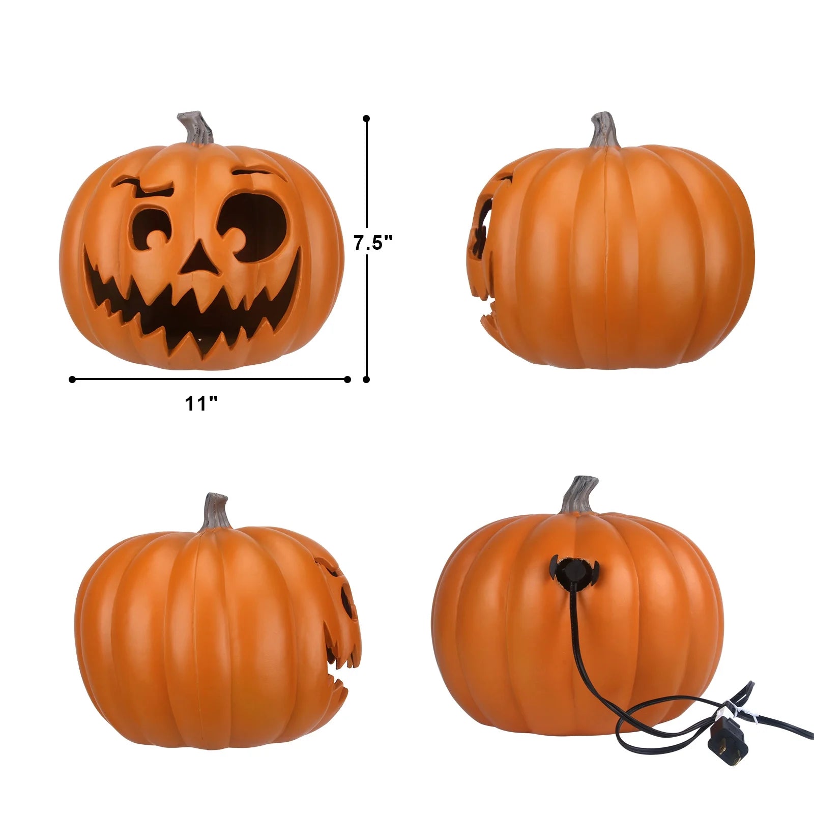 11" Jack O' Lantern Halloween Light-Up Pumpkin Lights - Tabletop, Porch, Garden, Bar Decor