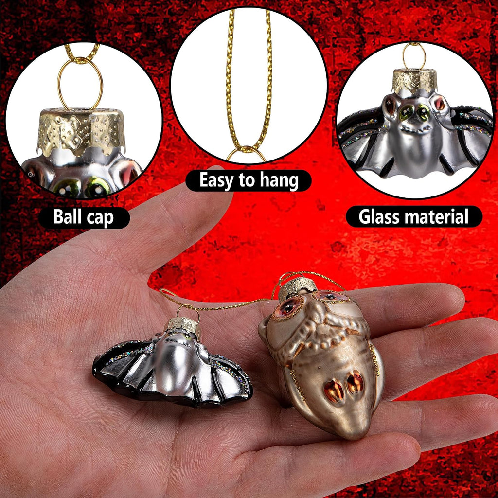6 Pcs Halloween Glass Blown Hanging Ornaments, Halloween Spooky Tree Decor