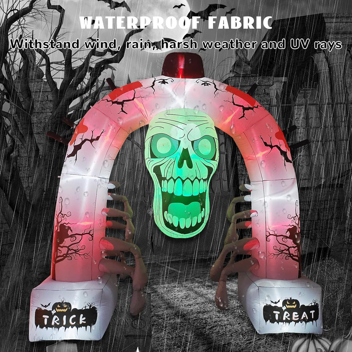 DILANSHOP 12FT Halloween Inflatable Arched Door Giant Scary Skeleton with Built in LED Lights, Spooky Outdoor Decoration for Front Yard Lawn Garden - Halloween Party Holiday Blow up Decor