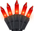 Halloween Lights Orange 35 Count - Incandescent Orange Mini String Lights for Indoor/Outdoor Christmas Halloween Decorations, 8.5 Feet Black Wire, Connectable