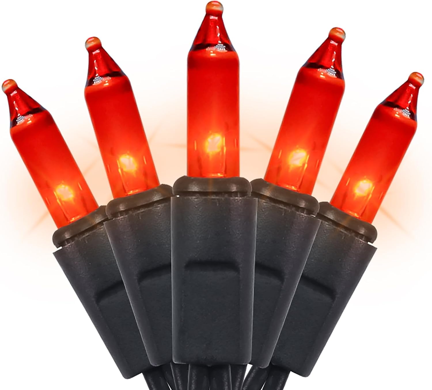Halloween Lights Orange 35 Count - Incandescent Orange Mini String Lights for Indoor/Outdoor Christmas Halloween Decorations, 8.5 Feet Black Wire, Connectable