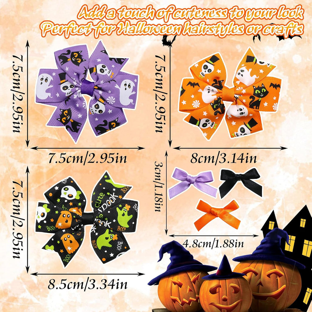 Easter Hair Bows Ghost Pumpkin Bat Bow Clips Black Orange Purple Girls Bows Barrette Ribbon Bow Hairpin Cute Hair Accessories for Teens Toddler Girls Gift Women Party Costume Decor