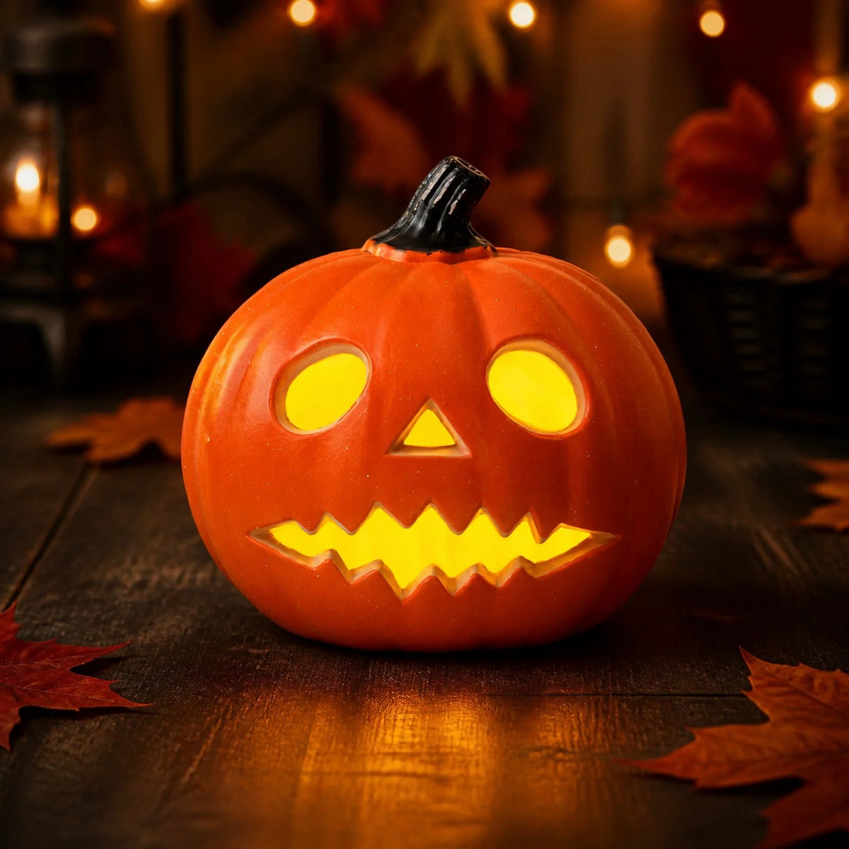 Dengmore 2026 Upgraded 8Inch Warm Light Pumpkin Lantern Scene Layout Halloween Decorations Light up Pumpkin 3D Fall Pumpkin Battery Operated Orange
