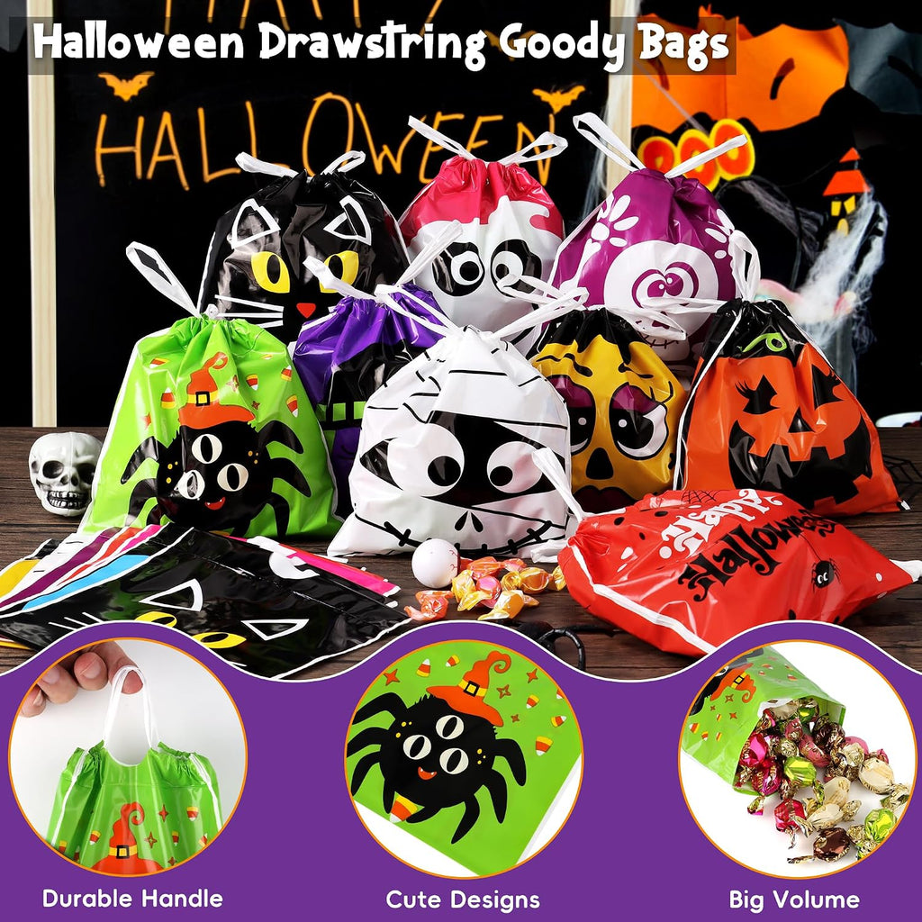 Halloween Drawstring Goodie Bags Bulk, 96 Pcs Mini 6X6 Inch