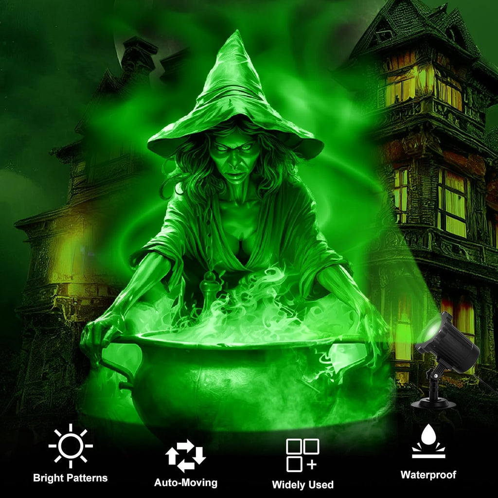 Halloween Projector Outdoor Light Decoration, Witch and Cauldron