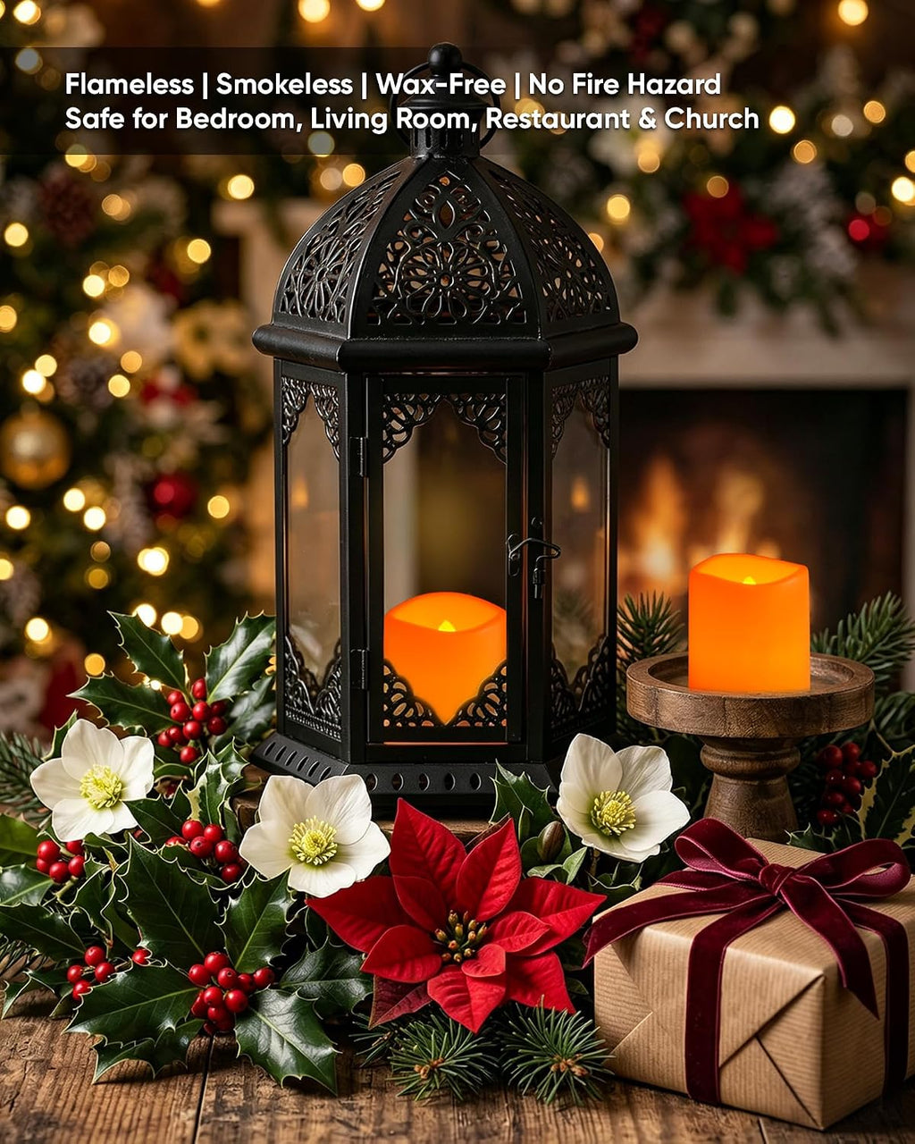 24 Pack Orange Flameless Flickering LED Votive Tealights Candles