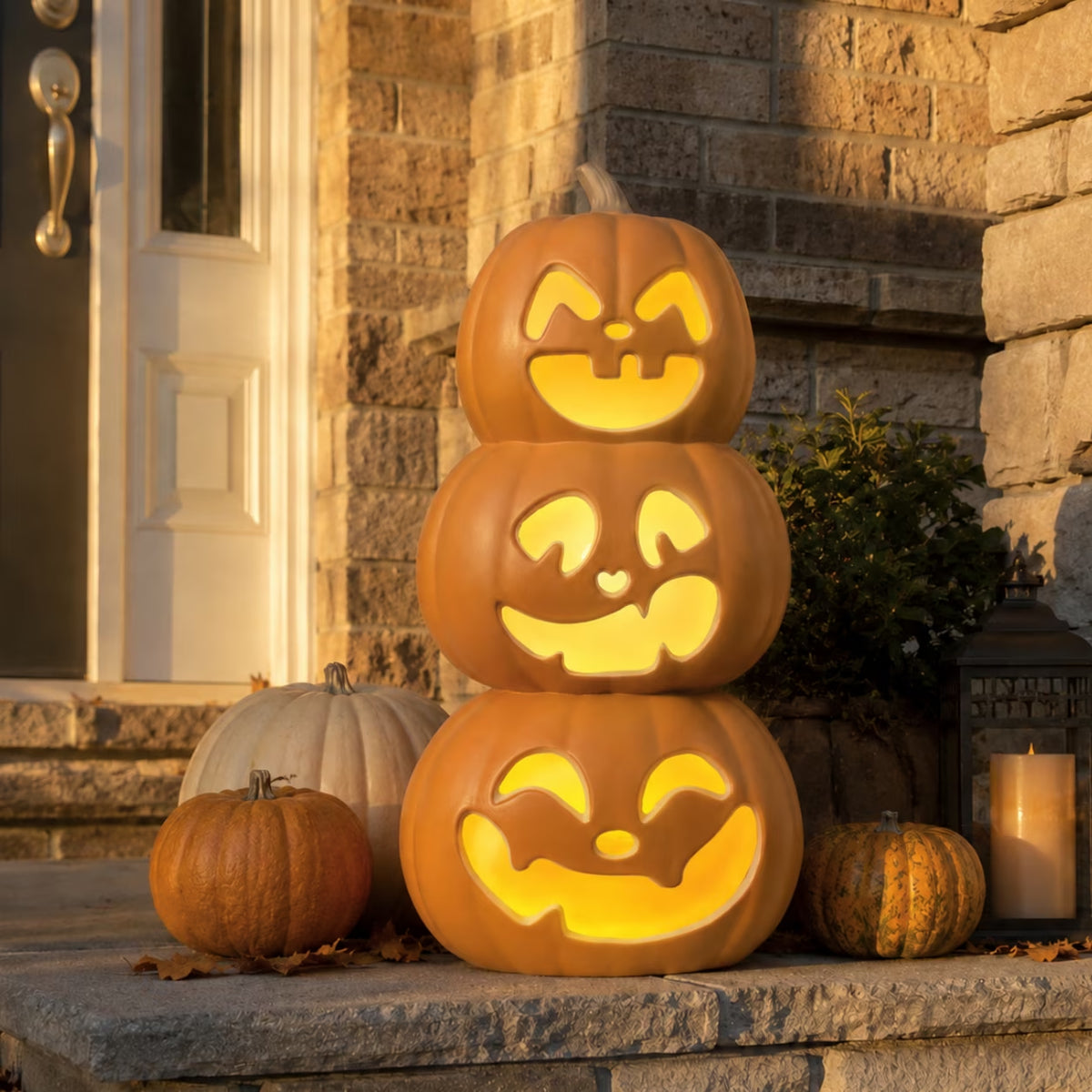 11" Jack O' Lantern Halloween Light-Up Pumpkin Lights - Tabletop, Porch, Garden, Bar Decor