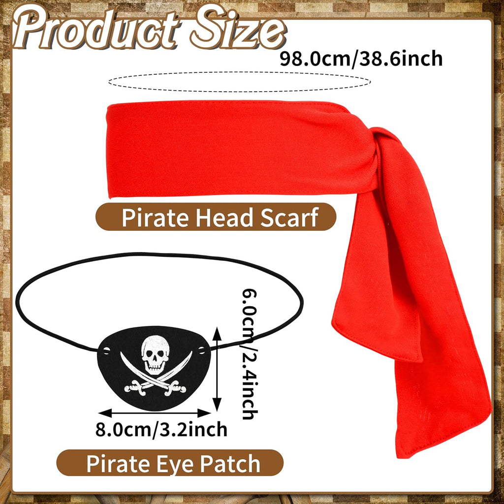 Halloweens Pirate Accessories, Pirate Head Scarf Eye Patch for Men Women Adults Cosplay Themed-Party Favors Supplies