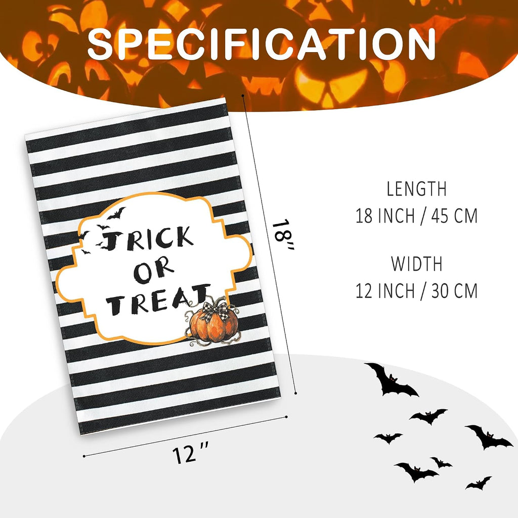 Halloween Pumpkin Ghost Garden Flag -12X18" Spooky Seasonal Holiday Flag