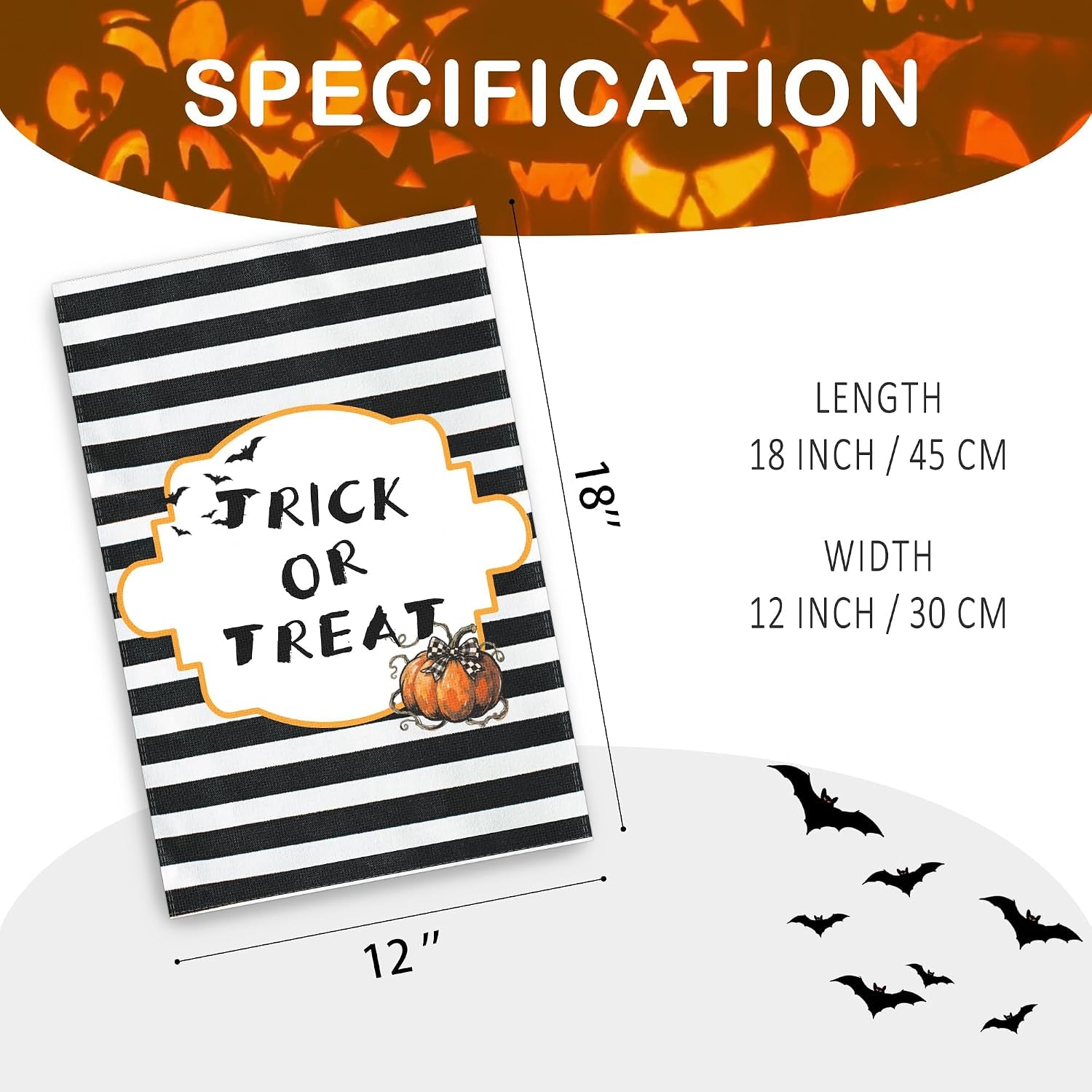 Halloween Pumpkin Ghost Garden Flag -12X18" Spooky Seasonal Holiday Flag