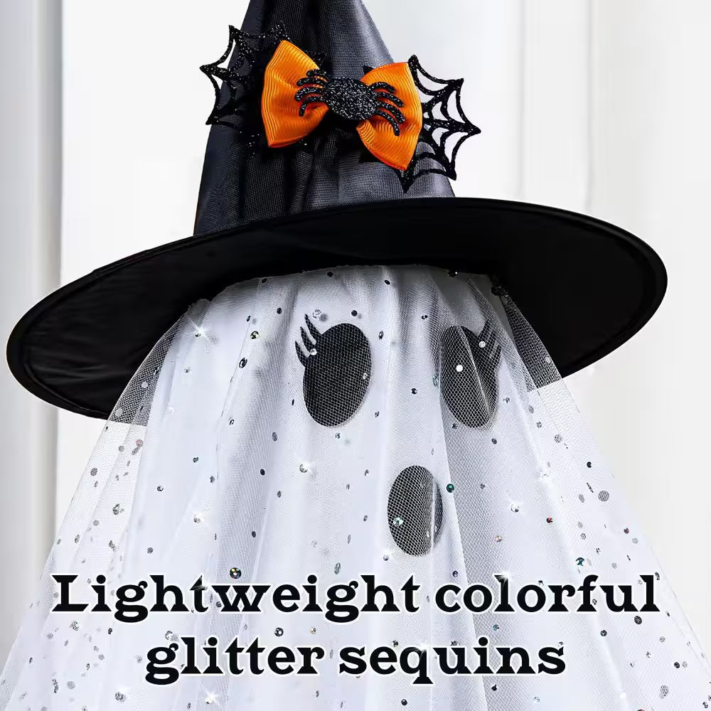 2-Piece 23.6 In. Halloween Spooky Ghost with String Lights and Remote Control, Battery Operated Halloween Table Decor