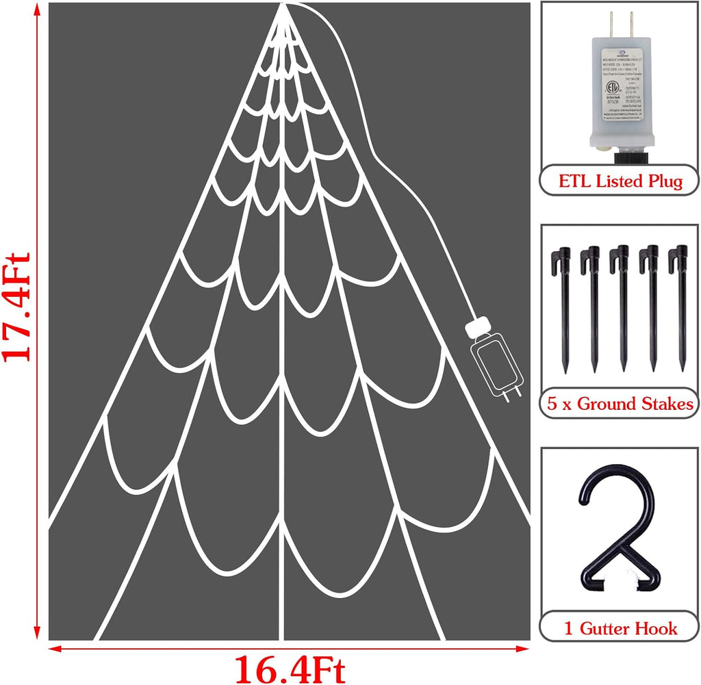 Halloween Decorations Outdoor Spider Webs: 17.4Ft Light up Spider Web Decor