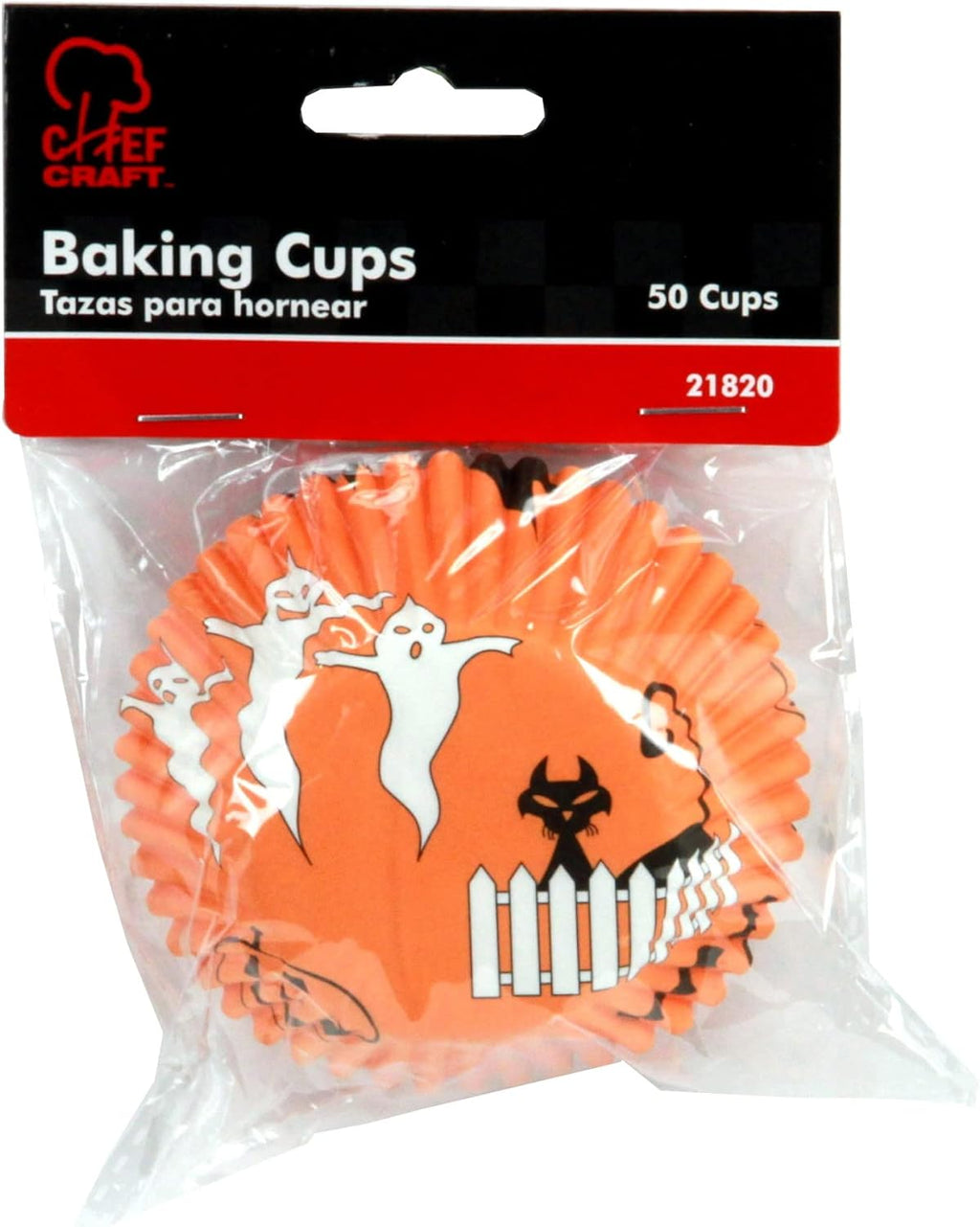 Paper Patterned Cupcake Liners, 50 Count, Orange/Black/White