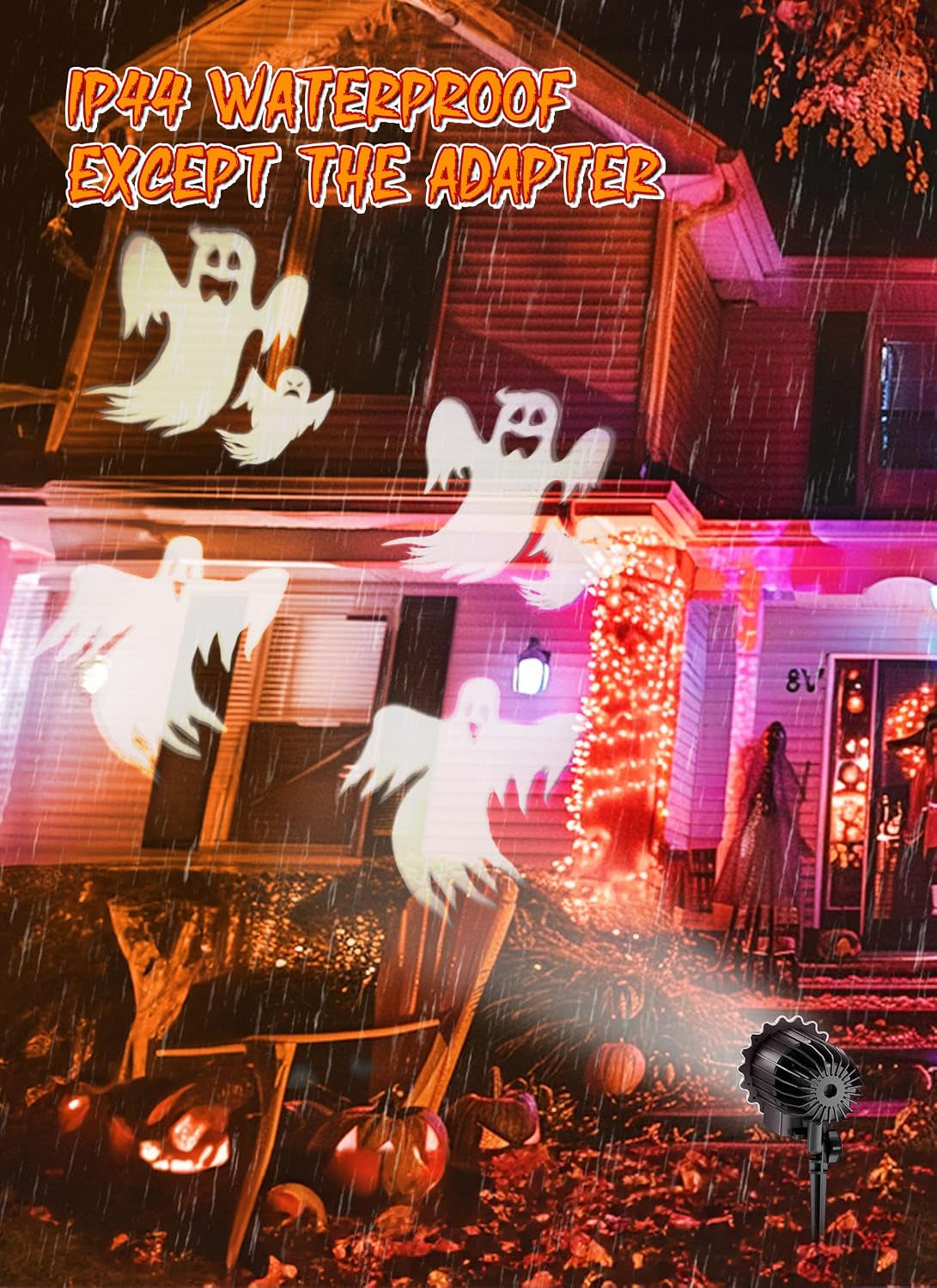 Halloween Projector Lights Outdoor, Rotating Ghost Projector Halloween, Waterproof Halloween Light Projector Landscape Lights for Outdoor Indoor, Yard, Patio, Garden, Party Decor