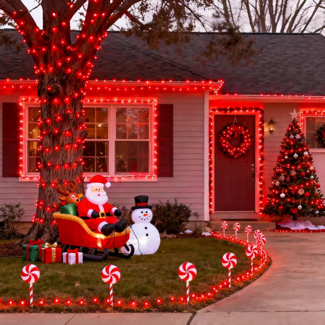 500 LED Halloween Lights Outdoor, Red Christmas String Lights