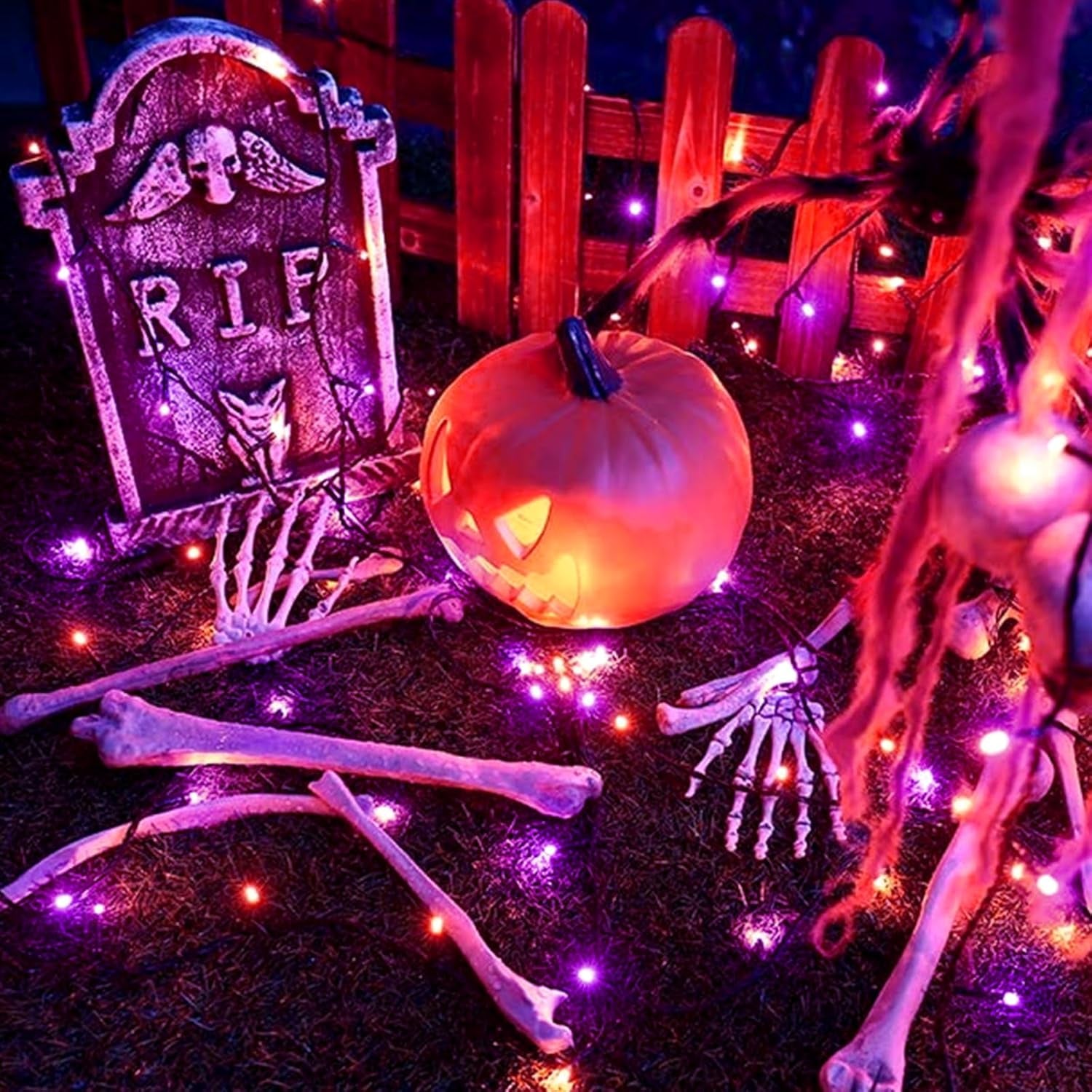 Orange Purple Halloween String Lights, Halloween Light