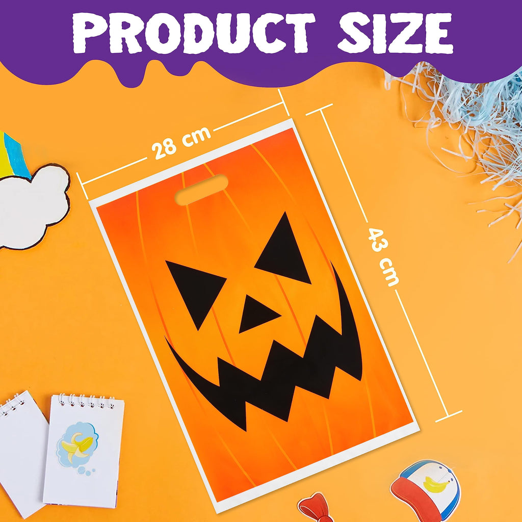 Joyfy 72 Pcs Halloween Trick or Treat Bags Large Halloween Treat Bags for Kids,Halloween Plastics Pumpkins Bags Orange Treat Bags Gift Bags