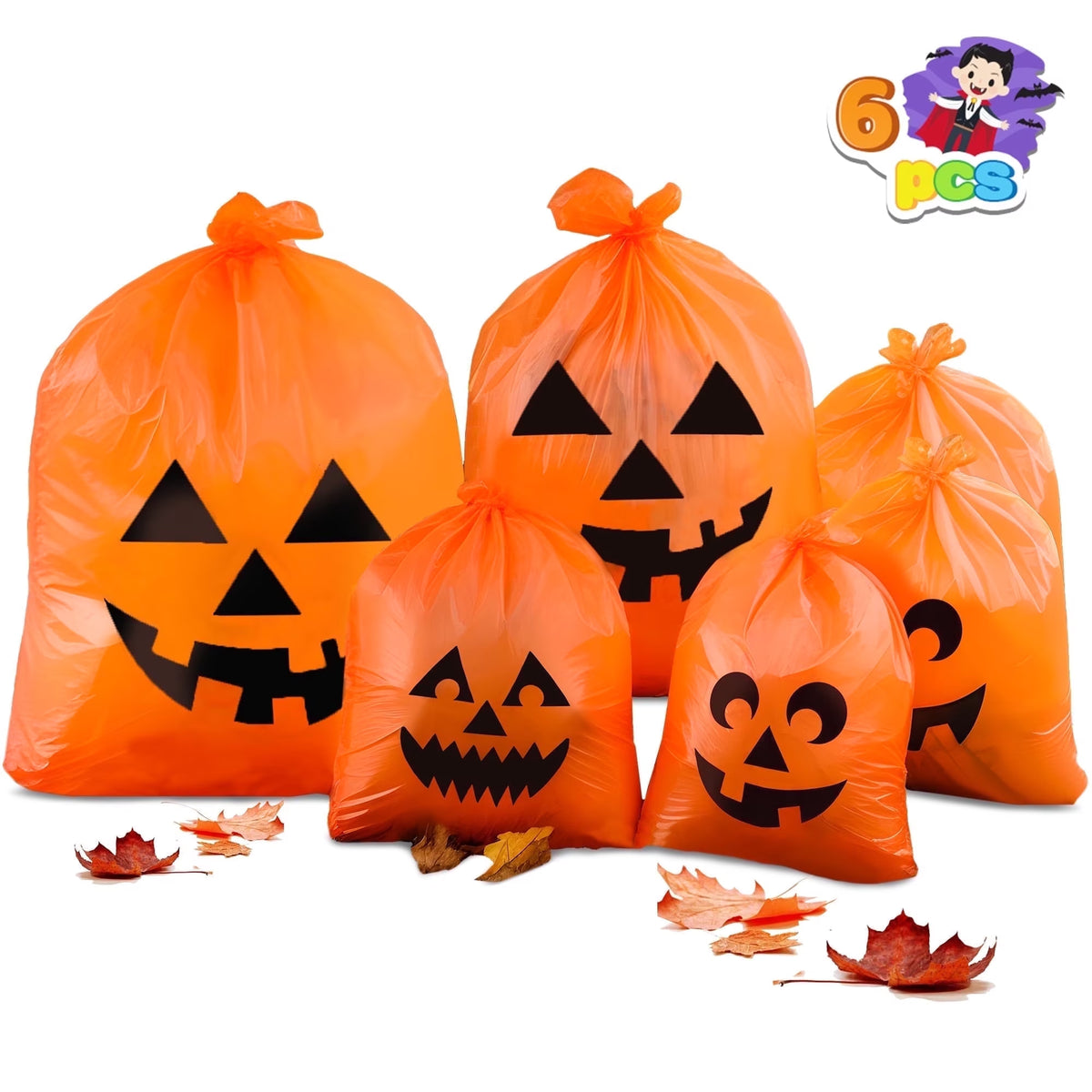 Joyfy 3 Pcs 13.75" Halloween Trick or Treat Bags with Handles, Reusable Canvas Gift Bag for Party Favor Supplies,Halloween Bags for Kids