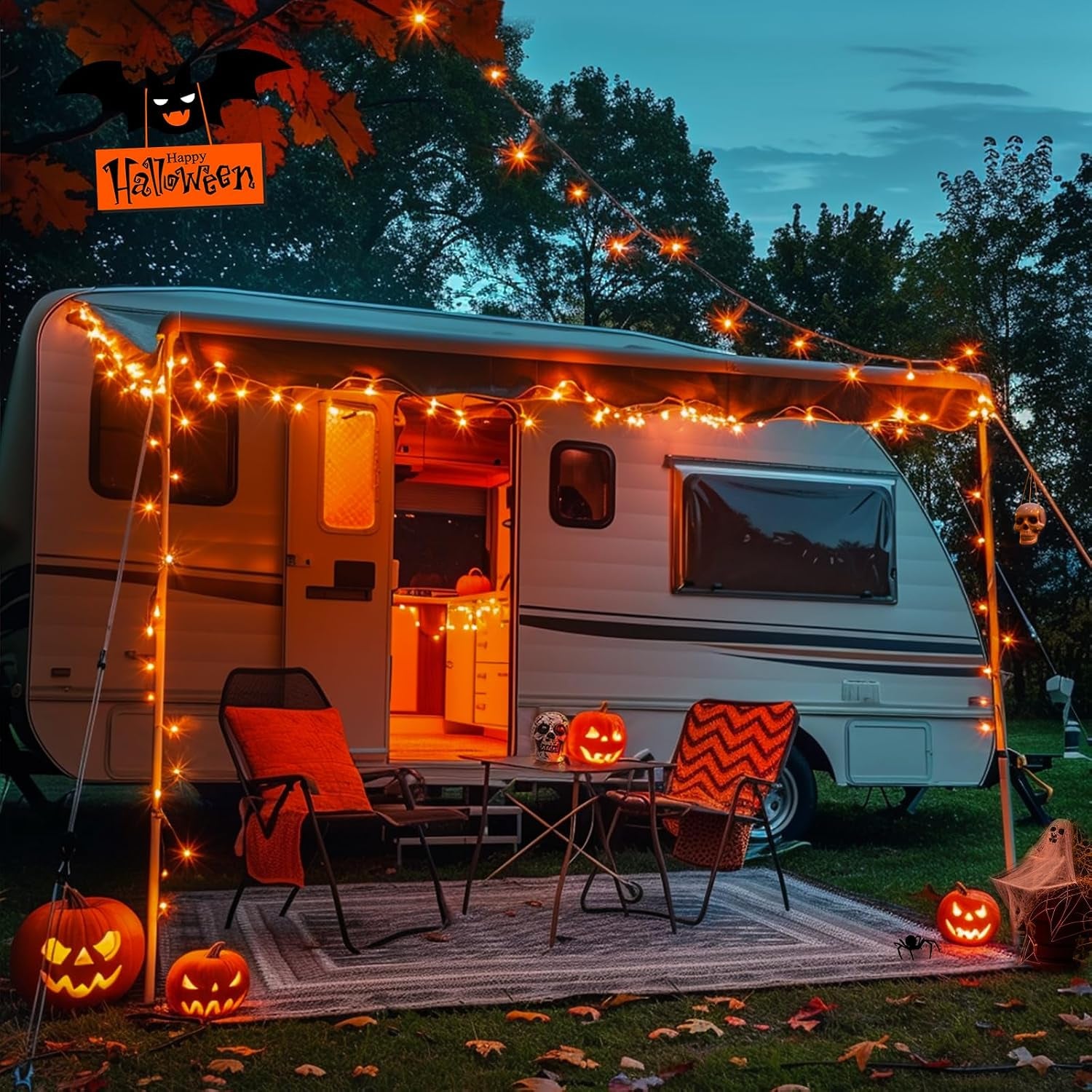 400 LED Orange Lights for Halloween Decor, Plug in with Remote