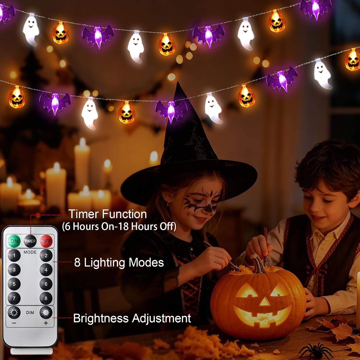 Halloween Lights Decor 16 Ft 30 LED Battery Operated String Light
