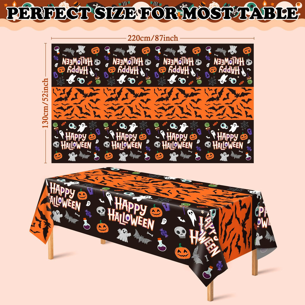 Halloween Decorations 2 Pack Plastic Tablecloth for Halloween Party Decorations