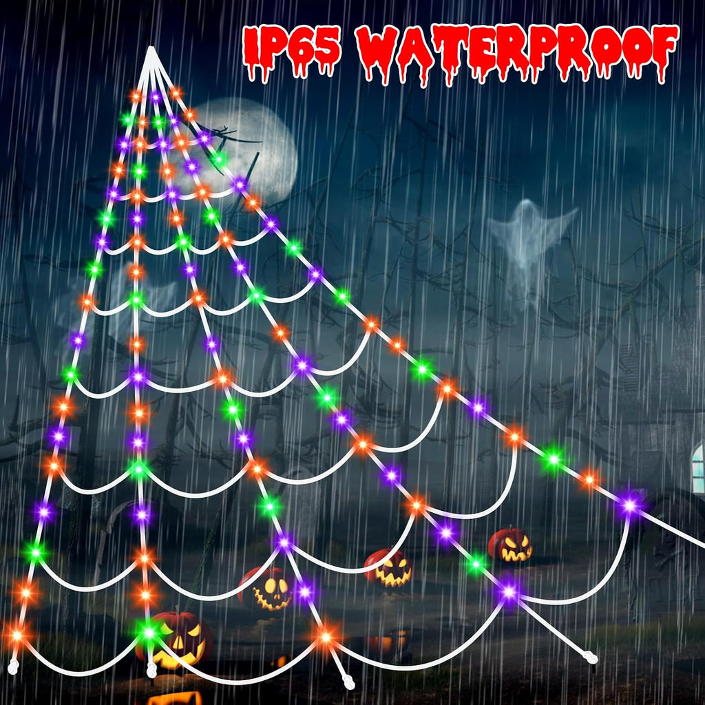 Halloween Decorations Outdoor Spider Webs: 17.4Ft Light up Spider Web Decor