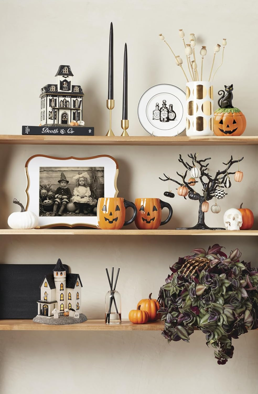 Vintage Halloween Light-Up Manor Figurine