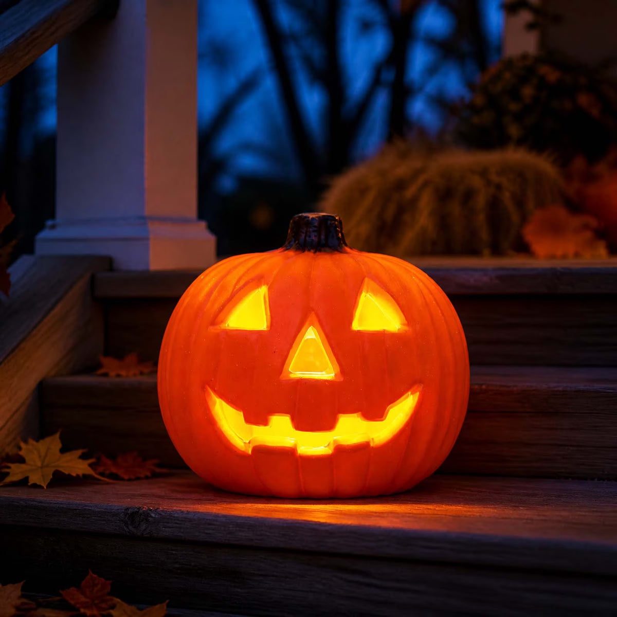 Dengmore 2026 Upgraded 8Inch Warm Light Pumpkin Lantern Scene Layout Halloween Decorations Light up Pumpkin 3D Fall Pumpkin Battery Operated Orange