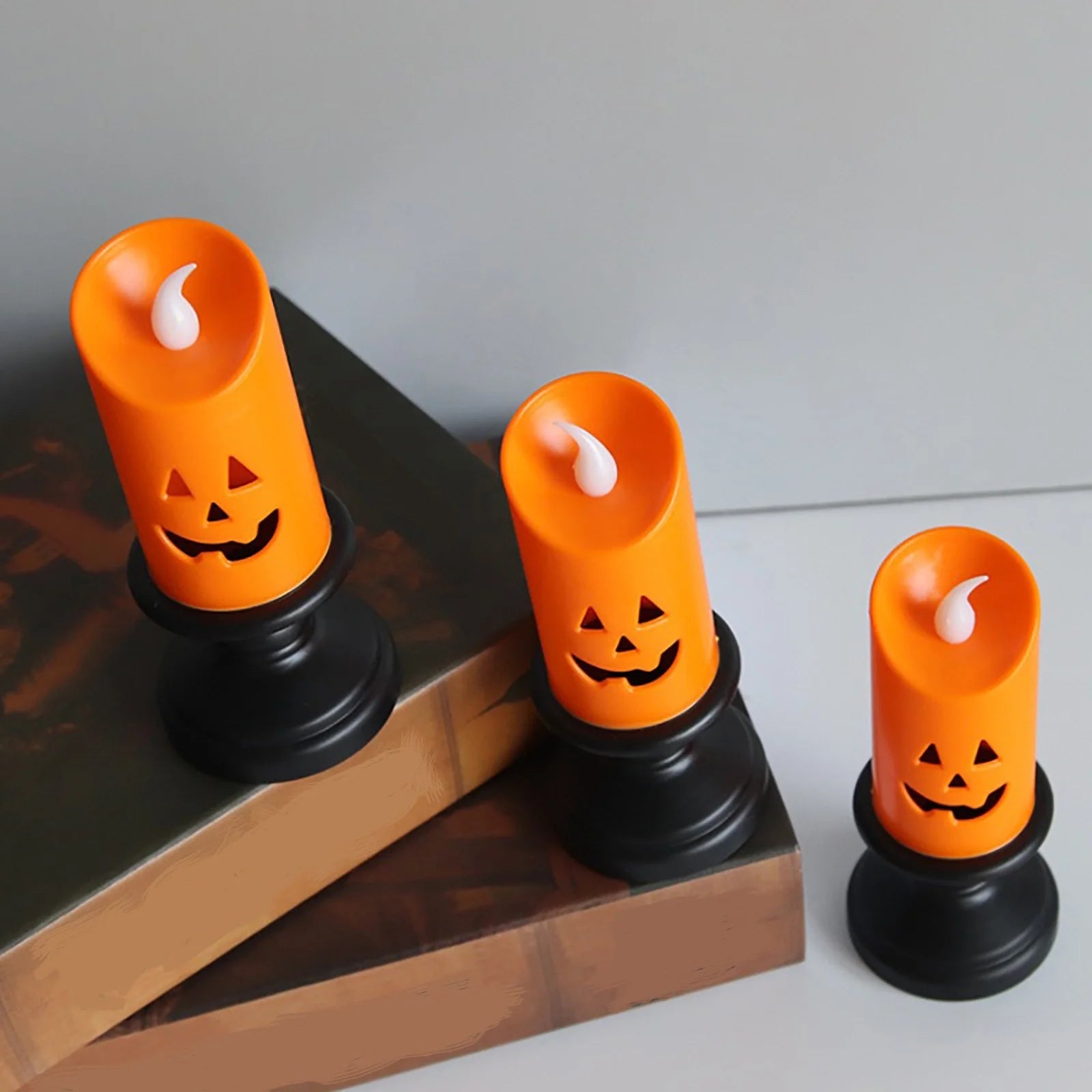Halloween Pumpkin Lights, Halloween LED Candle Light Halloween Decoration Pum-Pkin Lantern Pumpkin Decorations, Halloween Gifts (3Pcs)