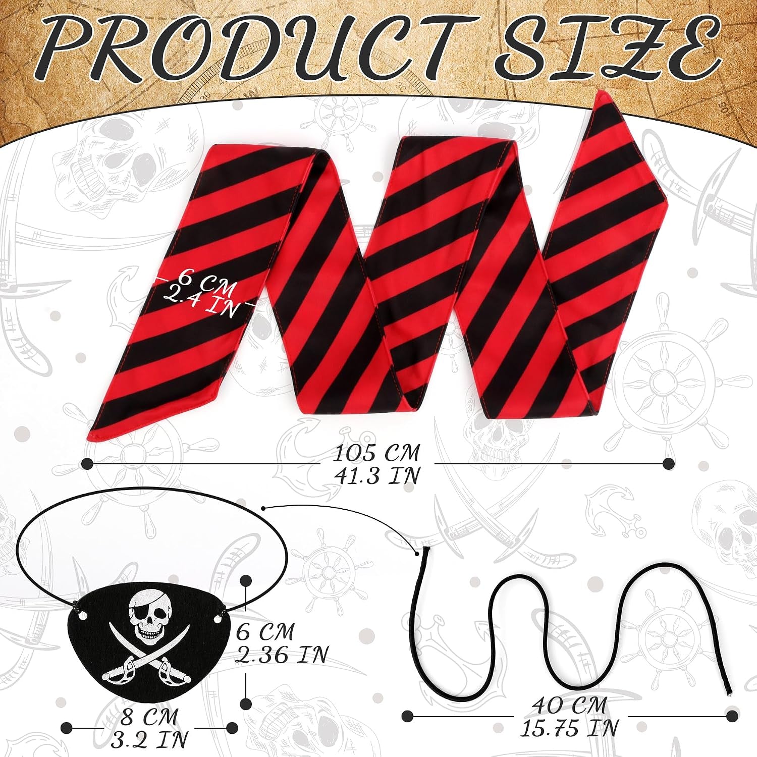 Halloweens Pirate-Accessories for Men Women Pirate-Party Favors Supplies