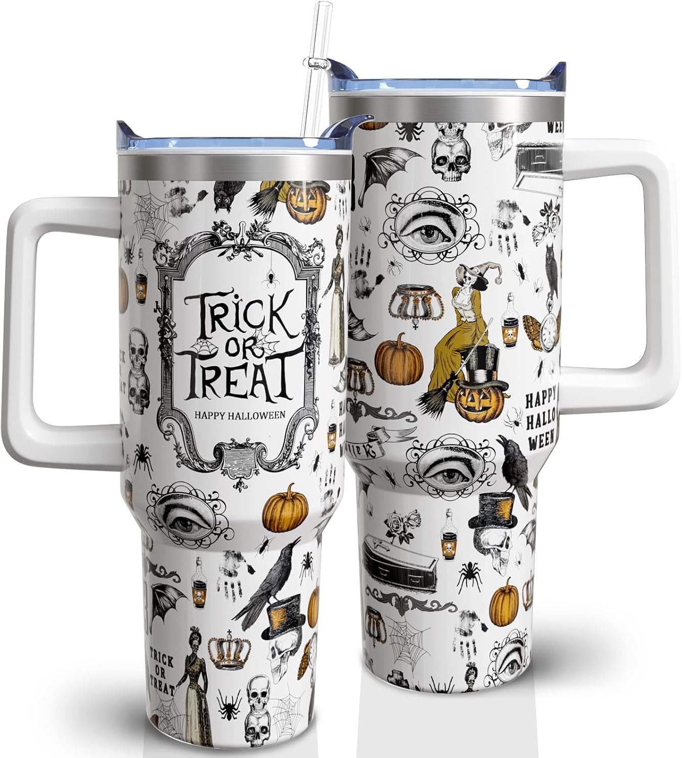 Halloween Tumbler 40 Oz Tumblers with Handle and Straw Goth Gothic Stainless Steel Insulated Coffee Cups Mugs Halloweens Gifts Stuff for Women Girls
