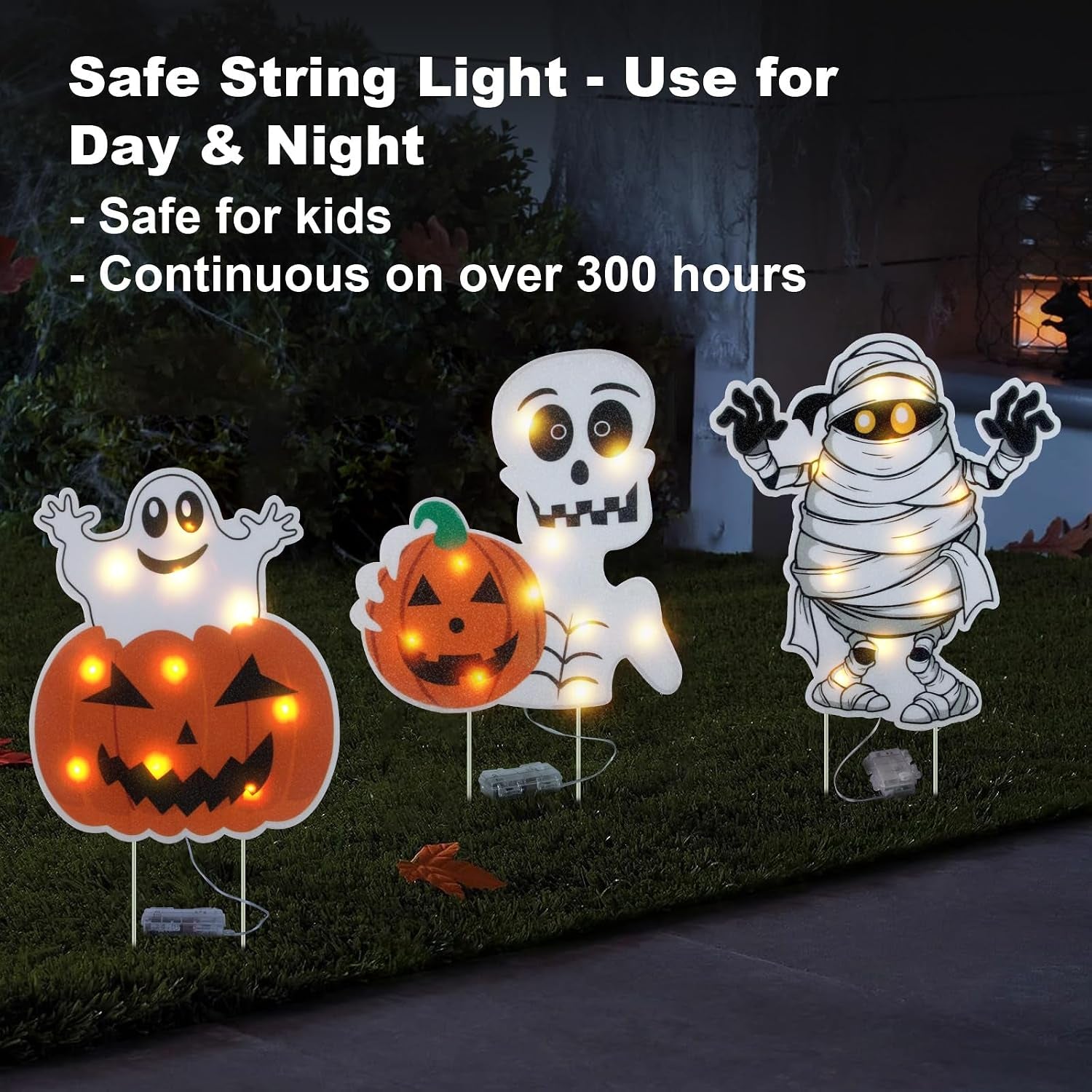 Halloween Decorations Outdoor Yard Signs - Lighted Pumpkin Ghost Stakes