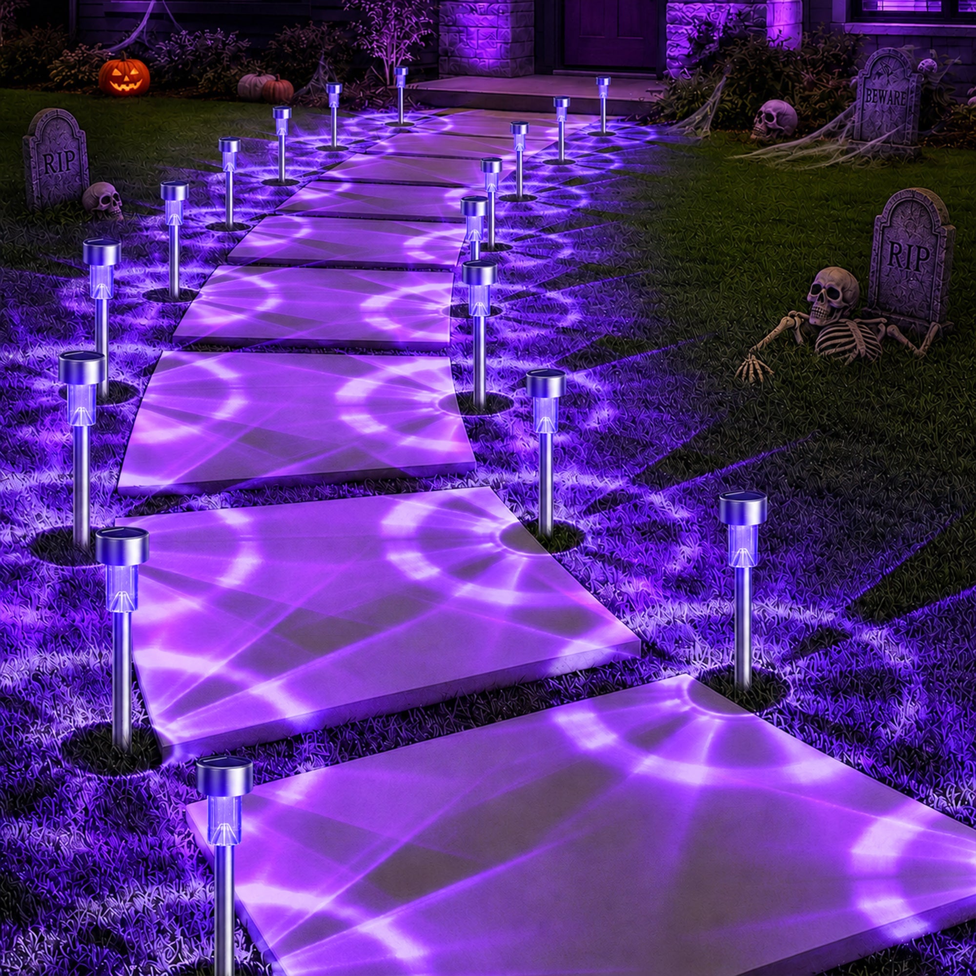 Purple Solar Halloween Stake Lights, 12 Pack