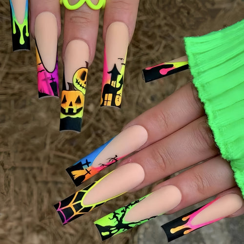 24-Piece Halloween Press-On Nails, Extra Long Coffin