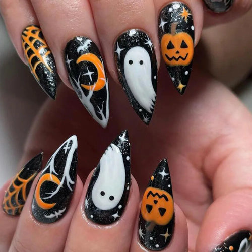 24-Piece Short Halloween Fake Nail Set