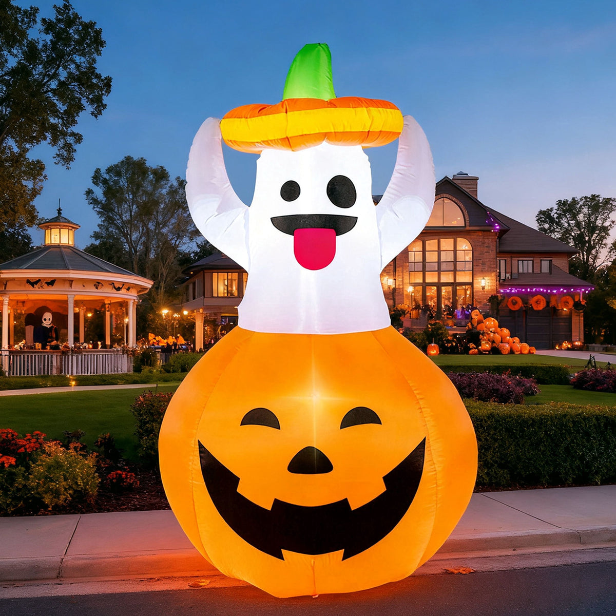 Joyfy 6 Ft Halloween Inflatable Ghost Walking Dog,Cute White Blow up Decor with LED Lights,Outdoor Yard Decoration for Garden,Lawn,Party
