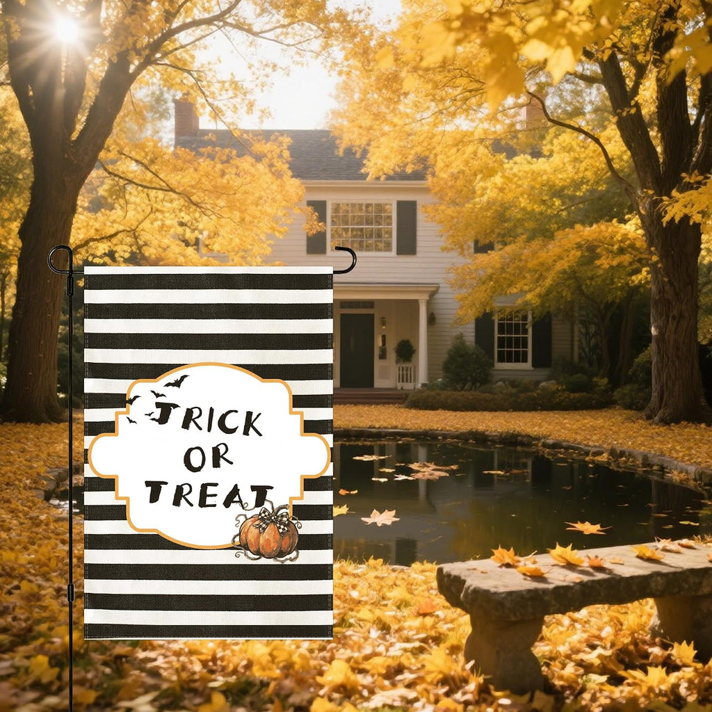 Halloween Pumpkin Ghost Garden Flag -12X18" Spooky Seasonal Holiday Flag