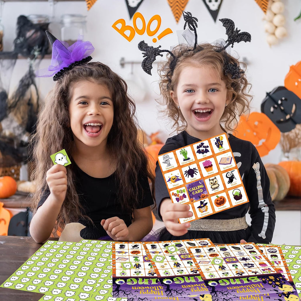 Halloween Games - Halloween Bingo for Kids | Halloween Party Favors - 24 Players Halloween Toys Gifts Party Supplies | Halloween Crafts Accessories Treats Activities for Family
