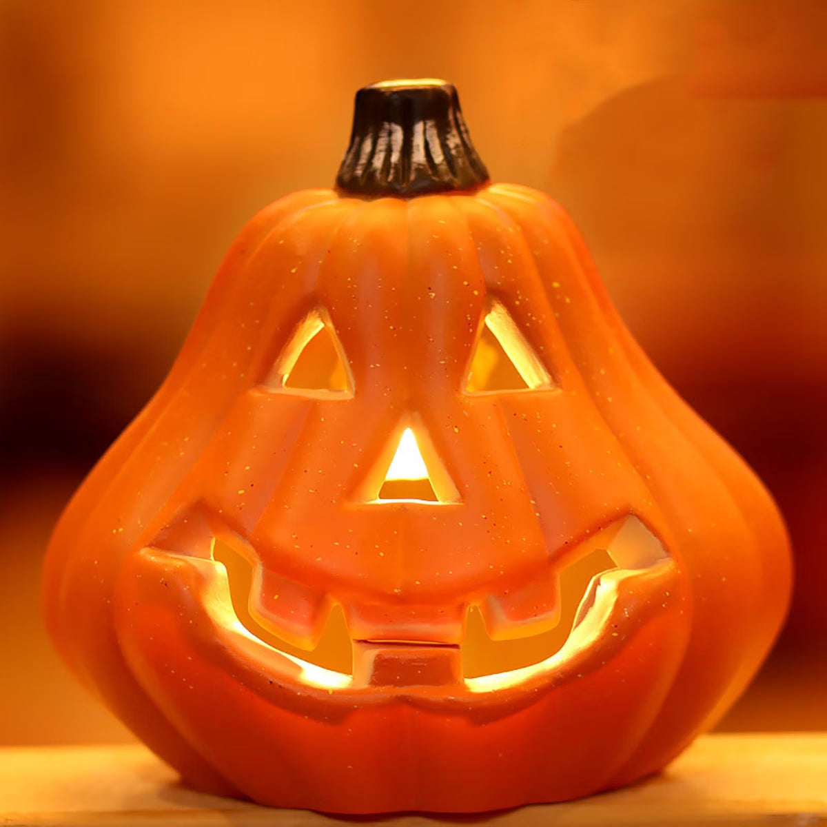 Dengmore 2026 Upgraded 8Inch Warm Light Pumpkin Lantern Scene Layout Halloween Decorations Light up Pumpkin 3D Fall Pumpkin Battery Operated Orange