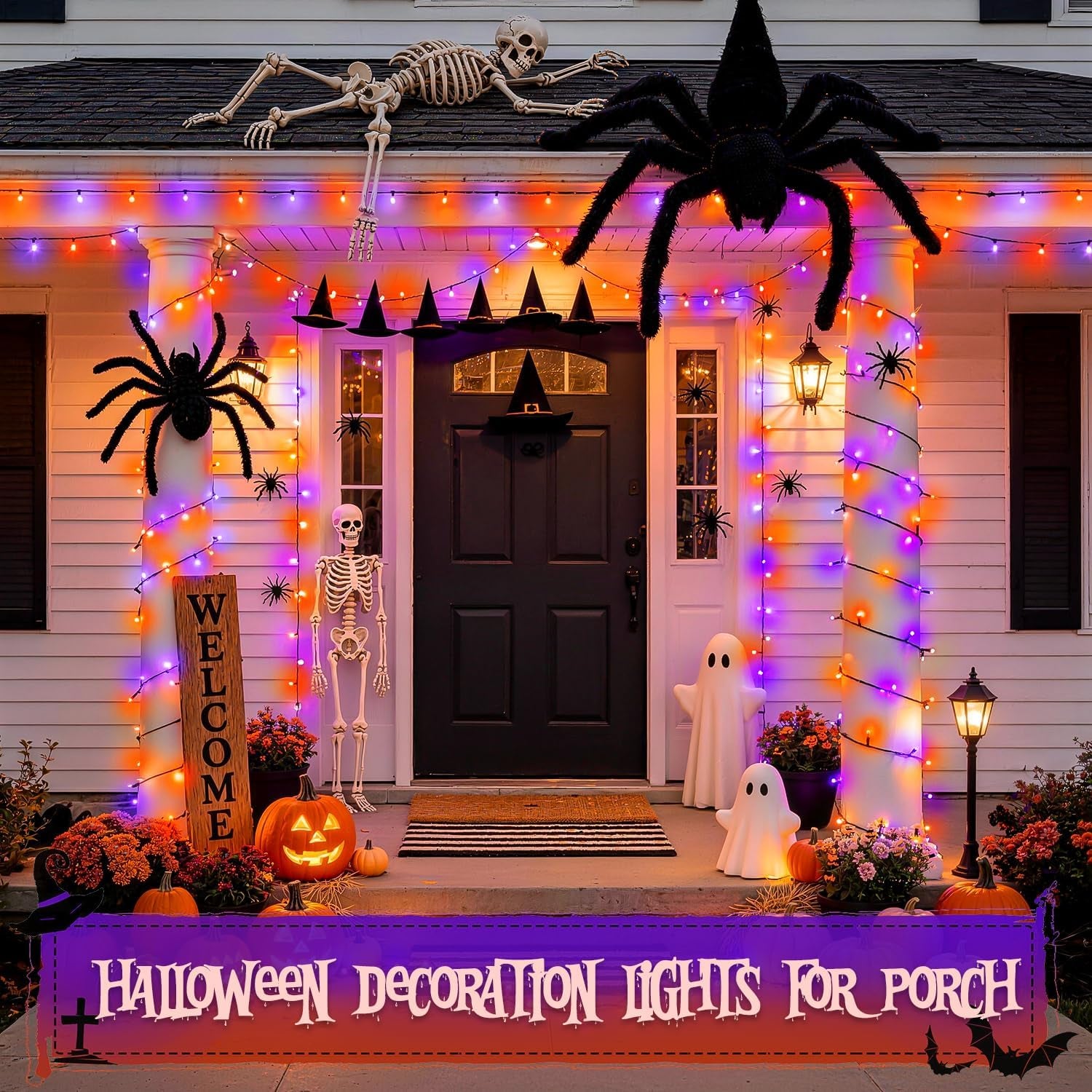 250LED Orange and Purple Halloween String Lights Plug In
