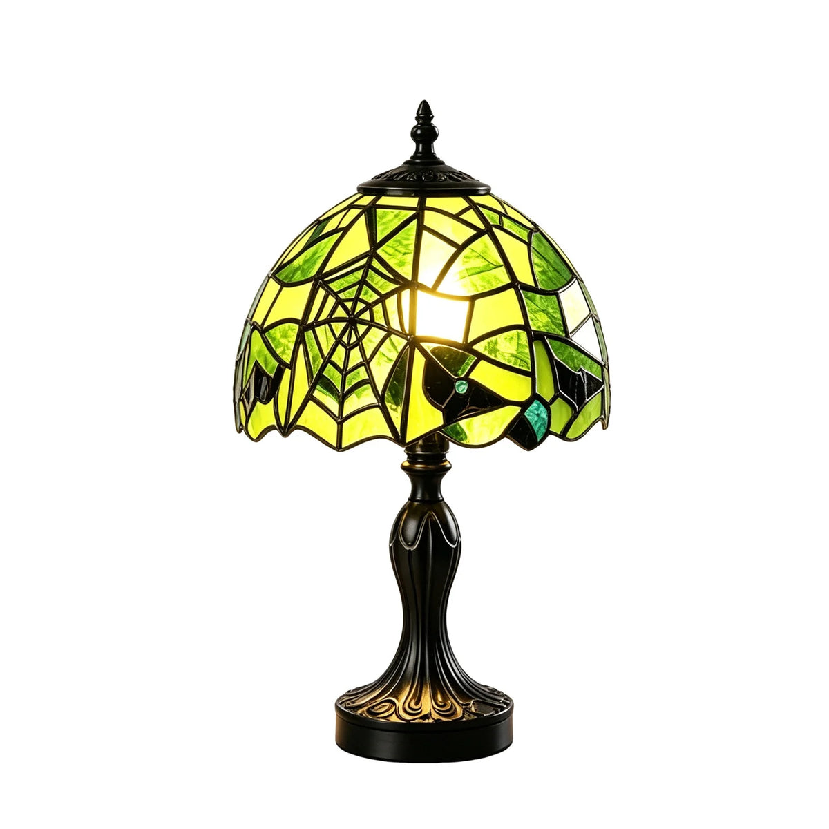 Stained Glass Witch Hat Lamp, Halloween Decoration Pink Purple Ghost Moon Small Tiffany Lamp, Gothic Indoor Halloween Table Decor Night Light - 11 Inch
