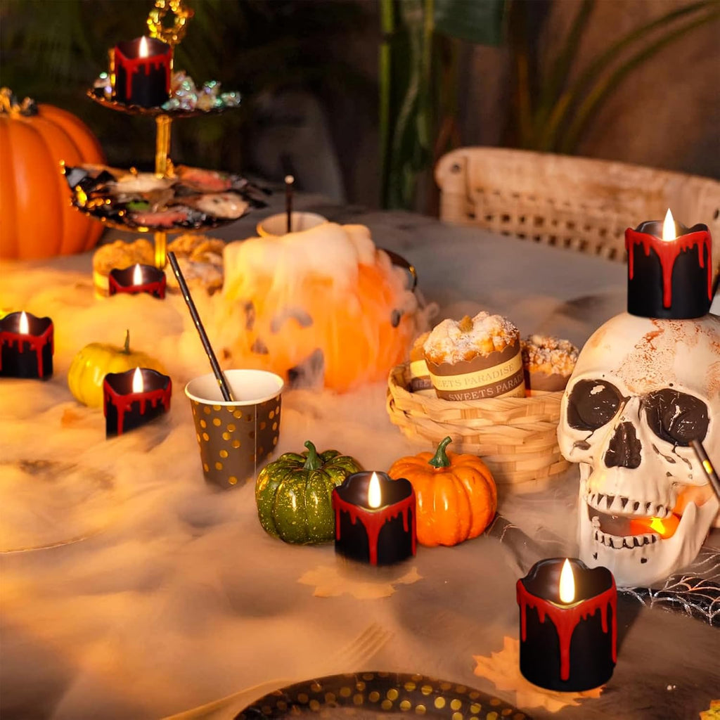 Black Flameless Votive Candles Battery Operated with 6 Hour Timer