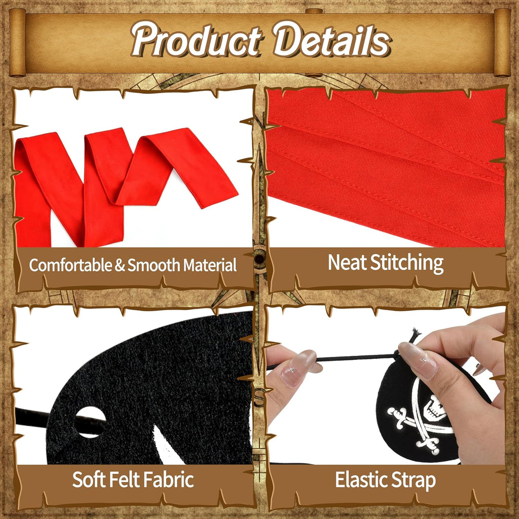 Halloweens Pirate Accessories, Pirate Head Scarf Eye Patch for Men Women Adults Cosplay Themed-Party Favors Supplies