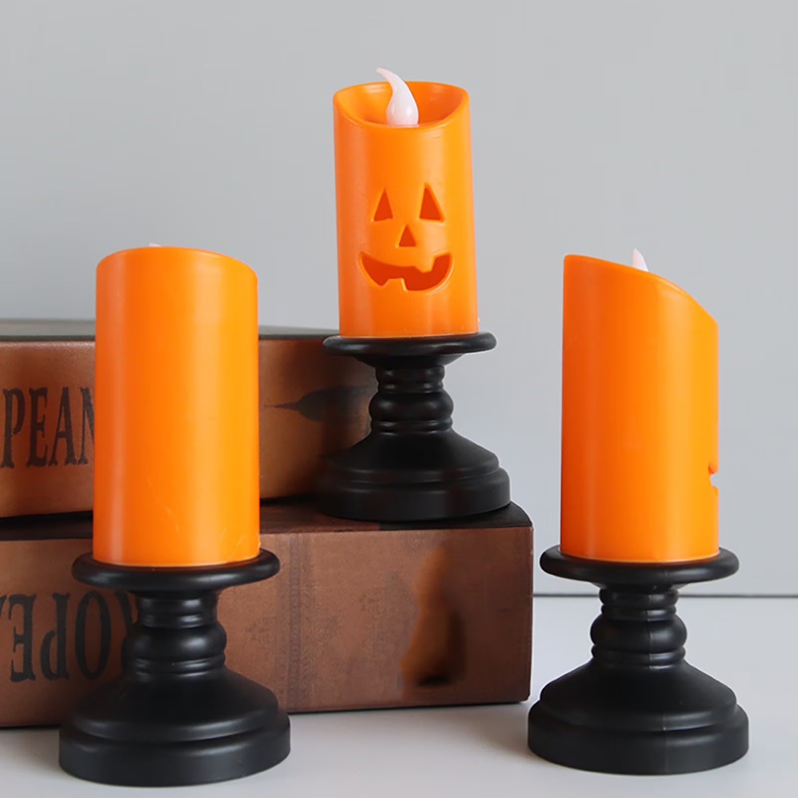 Halloween Pumpkin Lights, Halloween LED Candle Light Halloween Decoration Pum-Pkin Lantern Pumpkin Decorations, Halloween Gifts (3Pcs)