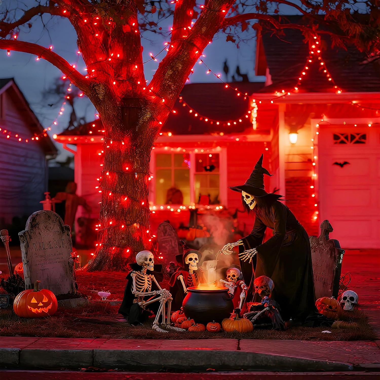 500 LED Halloween Lights Outdoor, Red Christmas String Lights
