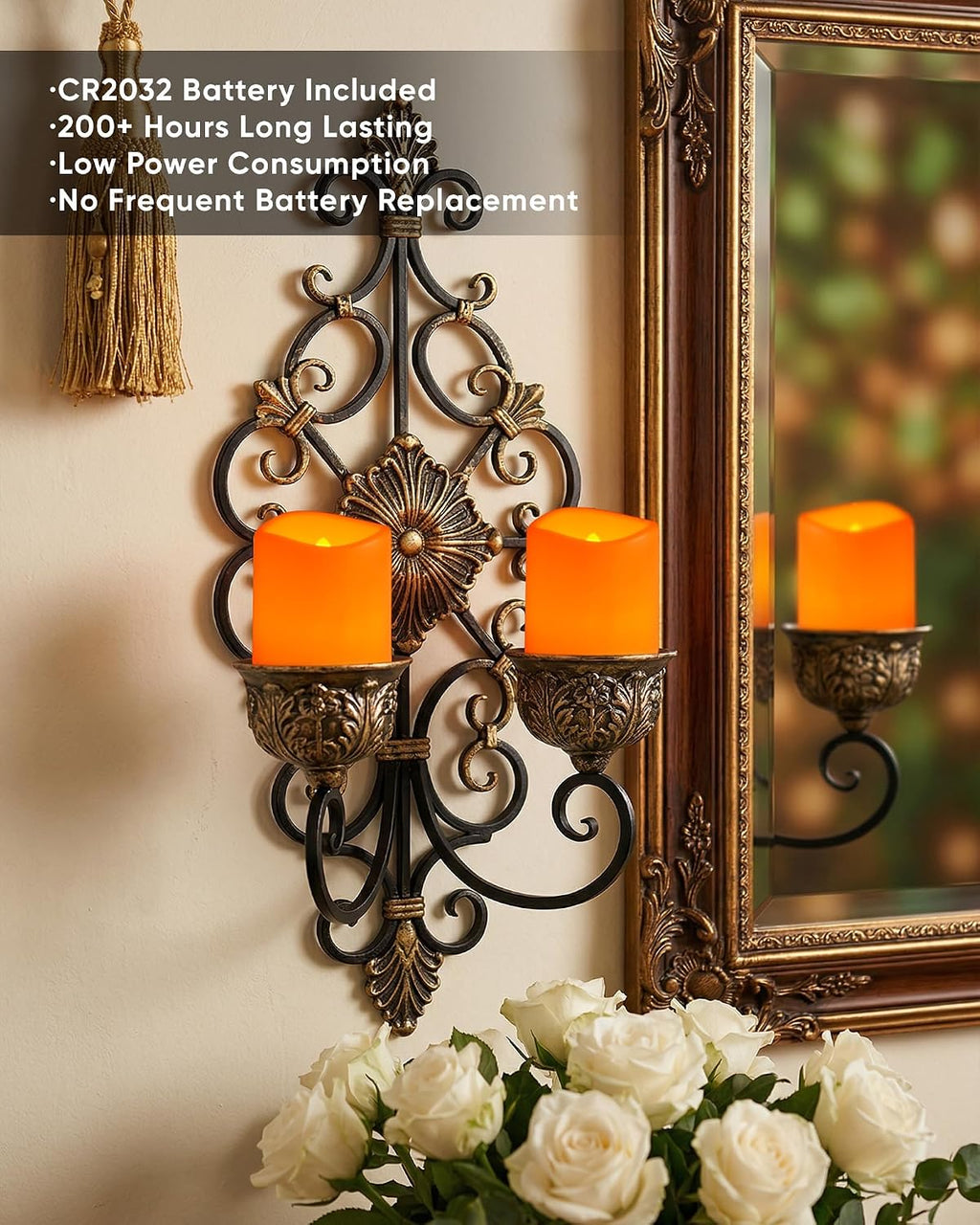 24 Pack Orange Flameless Flickering LED Votive Tealights Candles