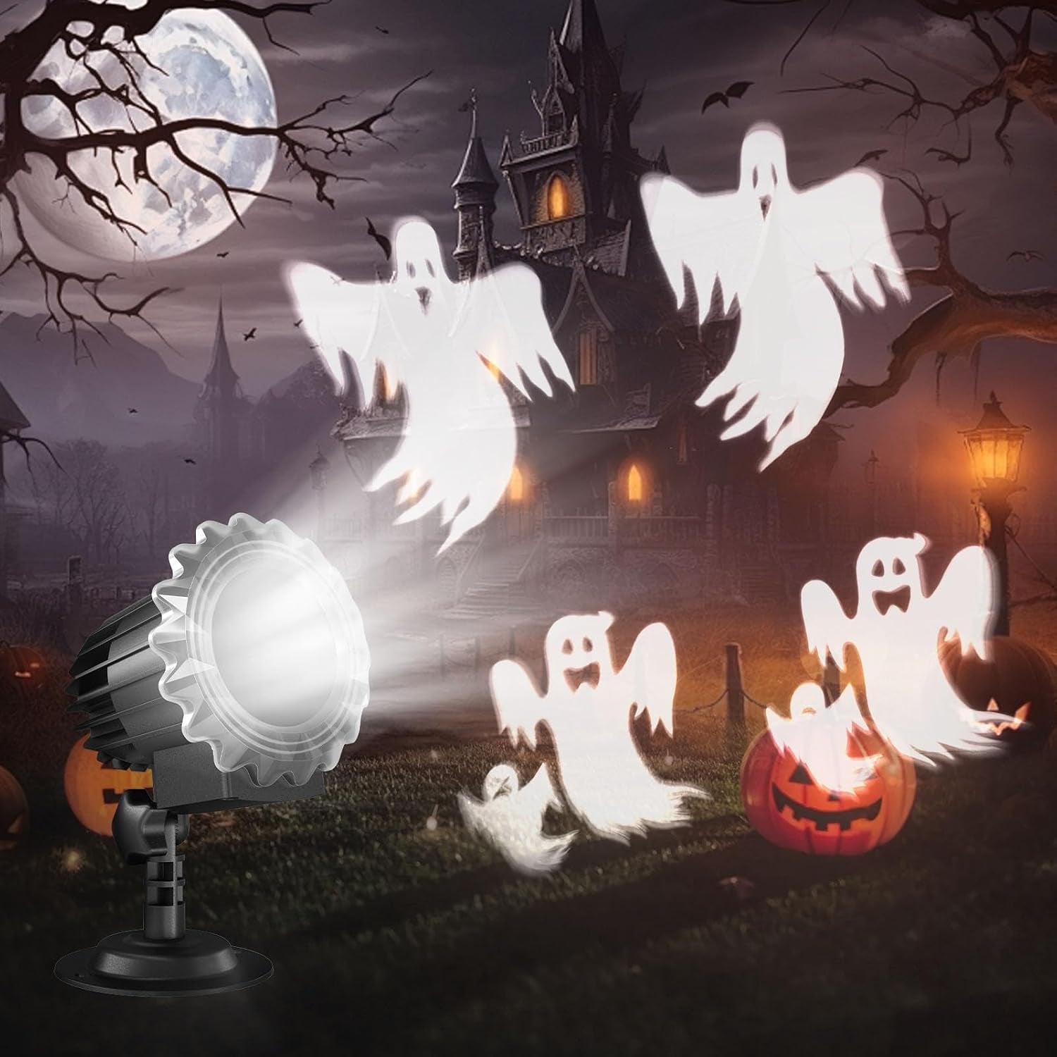 Halloween Projector Lights Outdoor, Rotating Ghost Projector Halloween, Waterproof Halloween Light Projector Landscape Lights for Outdoor Indoor, Yard, Patio, Garden, Party Decor
