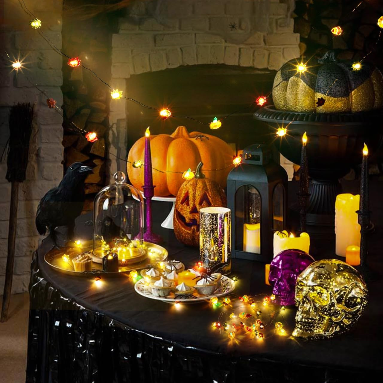 30 LED Thanksgiving String Lights: 3M/9.84Ft Pumpkin String Lights for Decor - Maple Leaf Harvest Decorations for Home Window Front Porch Decor Party Indoor Outdoor